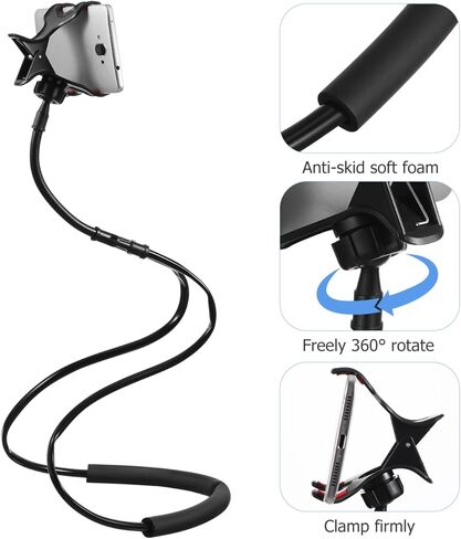 Housoutil Adjustable Neck Phone Holder U-Shape Lazy Phone Stand for Bedside Desktop Use Flexible Neck Holder for Live Streaming Video Calls in Kuwait