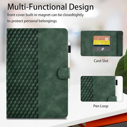Case for Lenovo Idea Tab 11 Inch 2025 TB-336ZU/TB-336FU,Motorola Moto Pad 11" 2026,PU Leather Multi-Angle Viewing,Magnetic Folio Adjustable Stand Shell Foldable Card Holder, Woman Man,Green in Kuwait