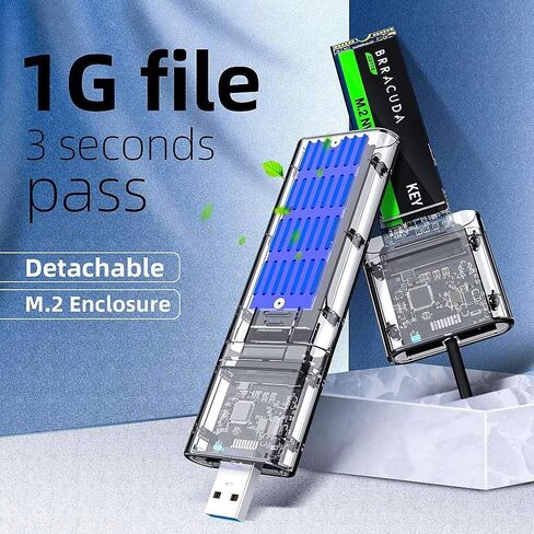 حافظة محرك الأقراص الصلبة الخارجية M.2 NGFF SATA SSD عالية السرعة USB3.0 Gen1 5Gb/S شفافة SATA SSD للكمبيوتر الشخصي باللون الأزرق in Kuwait