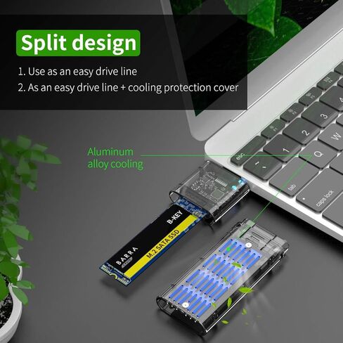 حافظة محرك الأقراص الصلبة الخارجية M.2 NGFF SATA SSD عالية السرعة USB3.0 Gen1 5Gb/S شفافة SATA SSD للكمبيوتر الشخصي باللون الأزرق in Kuwait