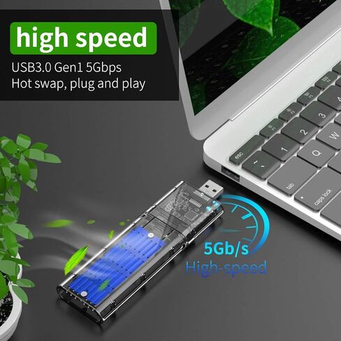 حافظة محرك الأقراص الصلبة الخارجية M.2 NGFF SATA SSD عالية السرعة USB3.0 Gen1 5Gb/S شفافة SATA SSD للكمبيوتر الشخصي باللون الأزرق in Kuwait