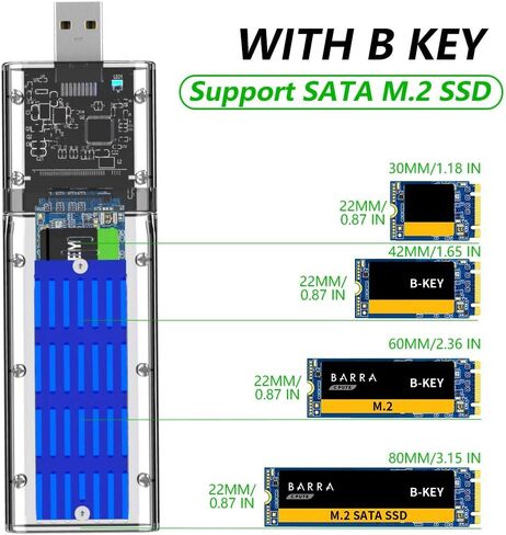 حافظة محرك الأقراص الصلبة الخارجية M.2 NGFF SATA SSD عالية السرعة USB3.0 Gen1 5Gb/S شفافة SATA SSD للكمبيوتر الشخصي باللون الأزرق in Kuwait