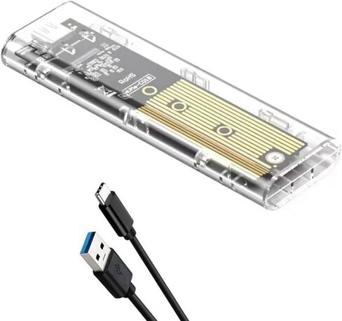 2X M2 SSD Case M.2 NVME SSD الضميمة المحمولة USB3.1 Type-C SSD حافظة قرص صلب شفاف 5Gbps للكمبيوتر الشخصي in Kuwait