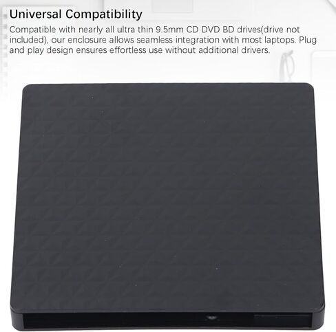 حافظة محرك الأقراص الضوئية الخارجية، حاوية تشغيل USB 3.0 من النوع C رفيعة مقاس 9.5 مم متوافقة مع نظام التشغيل، لمحركات أقراص CD DVD BD in Kuwait
