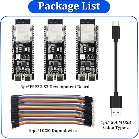 3 قطعة لوحة تطوير ESP32 S3 ثنائي النواة N16R8 واي فاي وبلوتوث، رقاقة CP2102 منفذ USB من النوع C، ESP32-S3 Devkit لـ Arduino in Kuwait