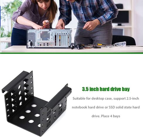JMT 4-Bay 2.5 Inch to 3.5 Inch Hard Drive Caddy Internal Mounting Adapter Bracket Floppy Drive Aluminum Alloy Mobile Holder (Black Bracket) in Kuwait