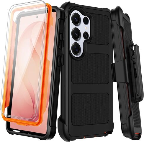 for Samsung Galaxy S26 Case with Belt Clip Holster,Heavy Duty Shockproof Drop Protection Bumper Case w/Screen Protector,Military Grade Rugged Durable Phone Cover (Black, Galaxy S26) in Kuwait