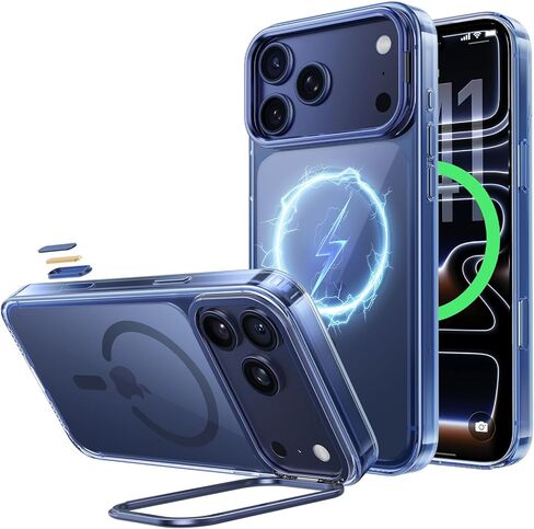 حافظة MAGIC JOHN لهاتف iPhone 17 Pro Max مع حامل [حامل غير مرئي قابل للدوران 180 درجة]، تحكم في الكاميرا متوافق مع MagSafe، حماية من السقوط من الدرجة العسكرية، أزرق in Kuwait