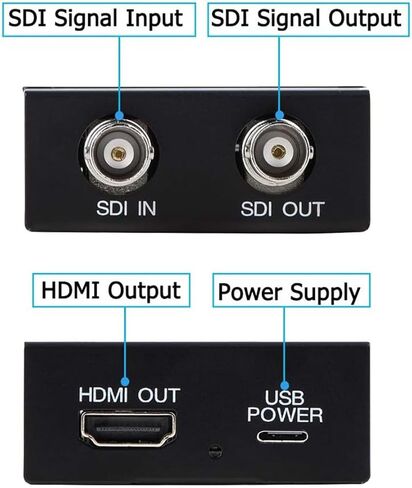 SDI to HDMI Converter Support 3G-SDI, HD-SDI, SD-SDI Auto Format Detection and Stereo Audio De-embedder, SDI Loopout (Black) in Saudi Arabia