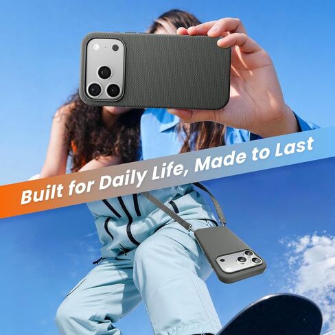 حافظة Mkeke لهاتف iPhone 17 Pro Max منسوجة باللون الأسود، [متوافقة مع MagSafe] [غطاء التحكم في الكاميرا] [قماش منسوج عالي الجودة] [حماية من السقوط] مقاوم للصدمات وصديق للبشرة in Kuwait