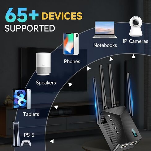 WiFi Extender Signal Booster - 3X Faster Internet Booster for Home, Covers 10,000+ Sq.Ft | Long Range Wireless Repeater, Works with 99% Router in Kuwait