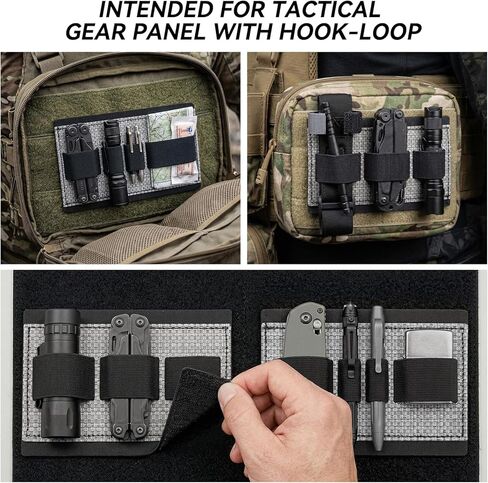 Tactical Bag Insert Adjustable Elastic Holder Pouch Panel Hook and Loop Organizer for Tactical Backbag Vest Bag(2-Pack, Black) in Kuwait