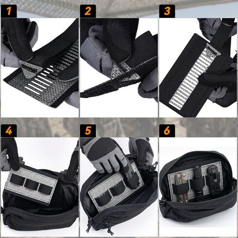 Tactical Bag Insert Adjustable Elastic Holder Pouch Panel Hook and Loop Organizer for Tactical Backbag Vest Bag(2-Pack, Black) in Kuwait