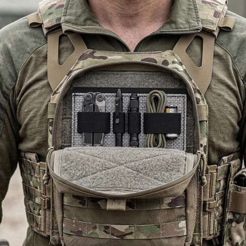 Tactical Bag Insert Adjustable Elastic Holder Pouch Panel Hook and Loop Organizer for Tactical Backbag Vest Bag(2-Pack, Black) in Kuwait