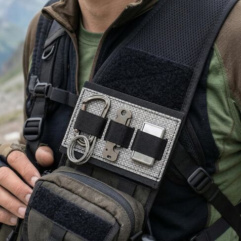 Tactical Bag Insert Adjustable Elastic Holder Pouch Panel Hook and Loop Organizer for Tactical Backbag Vest Bag(2-Pack, Black) in Kuwait