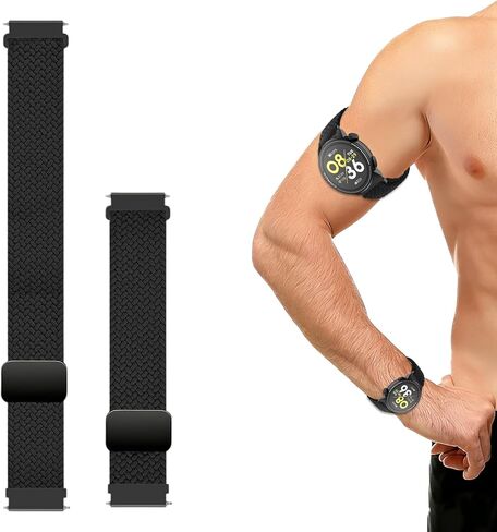 Harikiri 2 Pack 22mm حزام ساعة بمشبك مغناطيسي من النايلون قابل للتمدد متوافق مع COROS Pace 4/3/Pace Pro سريع الفك وحزام للكاحل والذراع، لـ COROS Apex 2 Pro/Pro/4 42 مم/46 مم للرجال والنساء بطول 22-38 سم in Kuwait
