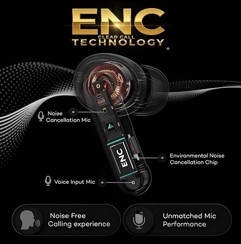 HARMONY TWENTY-TWO HTT-11، سماعات أذن لاسلكية، ENC 4 ميكروفون لإلغاء الضوضاء، سماعات أذن عميقة 13 ملم مع مساعد صوتي، 5.4 سماعات بلوتوث، شحن سريع 10 دقائق = 100 دقيقة، حافظة 6H+35H، Ipx5 in Kuwait