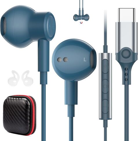 سماعات أذن سلكية USB C لهاتف iPhone 17 16 Pro Max 17e/Samsung S26 S25 Ultra S24 A17 A37، سماعات أذن مغناطيسية من النوع C سماعات أذن سلكية ستيريو مع ميكروفون لأجهزة Apple/iPad Pro 11 10 A16، وردي in Kuwait