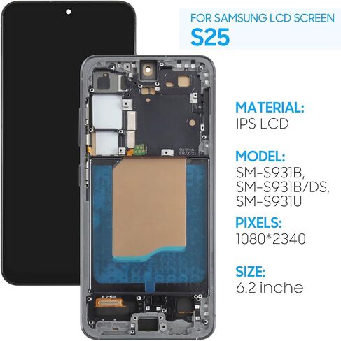 Incell لهاتف Samsung Galaxy S25 شاشة بديلة SM-S931B SM-SM-S931U SM-S931W 6.2 بوصة شاشة LCD تعمل باللمس مع إطار أسود (ليست بصمة الإصبع) in Kuwait