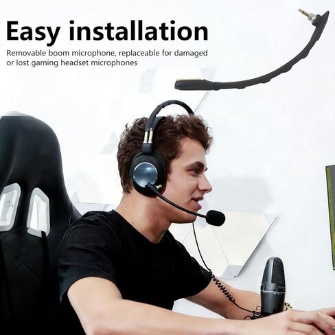 ميكروفون ألعاب 3.5 ملم، ميكروفون بديل لسماعات ألعاب الكمبيوتر يناسب Astro A40 / A40 TR، قابس ذكر TS مطلي بالذهب، غطاء إسفنجي أسود in Kuwait