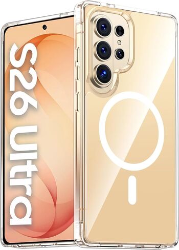 Vizvera for Samsung Galaxy S26 Ultra Case,Magnetic Power Clear Edge-Raised Shockproof Slim Case for Galaxy S26 Ultra 6.9"(Crystal Clear) in Saudi Arabia