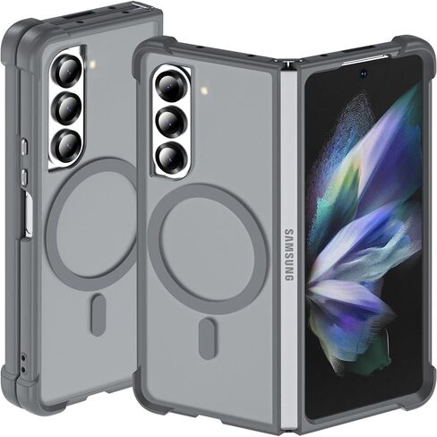 Hensinple for Samsung Galaxy Z Fold 4 Case Magnetic, Z Fold4 Case [Compatible with MagSafe][Slim Fit], Magnetic Charing Translucent Matte Back Shockproof Phone Case for Z Fold 4, Black in Kuwait