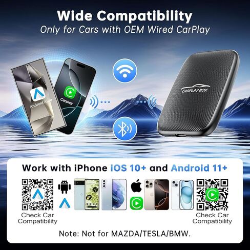 2026 New Wireless CarPlay Adapter Support Netflix/YouTube/TF, 5-in-1 Android Auto & Carplay Adapter with USB-A and USB-C Cables,Convert Wired to Wireless Apple Dongle, Video Box Car Play for iOS 10+ in Kuwait