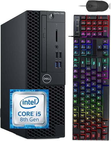 كمبيوتر مكتبي Dell OptiPlex 3060 SFF، Intel Core i5-8500 حتى 4.1 جيجا هرتز، ذاكرة الوصول العشوائي 8 جيجا، 256 جيجا SSD، لوحة المفاتيح والماوس، HDMI، WiFi، BT، OptiPlex Desktop Windows 11 Pro (متجدد) in Kuwait