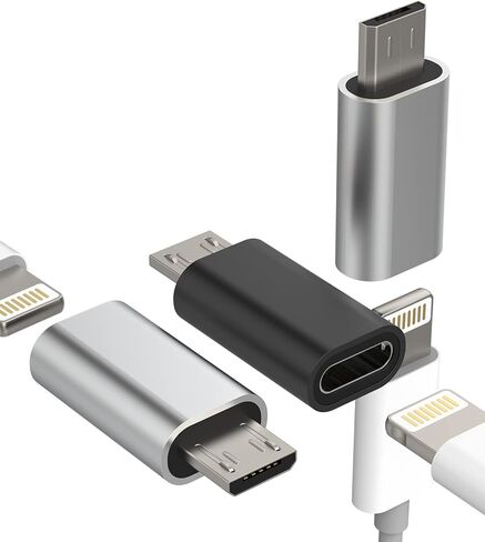 مجموعة محول كابل شحن Lightning أنثى إلى Micro USB Male (3 عبوات) لشاحن iPhone إلى Android Jack كابل شحن وملحقات إمداد الطاقة متوافقة مع Samsung Galaxy S5 S6 S7 Edge in Kuwait