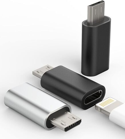 محول كابل شحن Lightning أنثى إلى Micro USB ذكر (3 عبوات) لشاحن iPhone إلى Android Jack كابل شحن مجموعة ملحقات إمداد الطاقة متوافقة مع هاتف Samsung Galaxy S7 Active in Kuwait