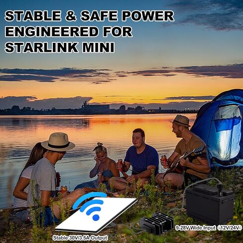 محول Starlink Mini 12V، 9-28V إلى 30V 3.5A DC مزود طاقة Starlink Mini DC مع قابس ولاعة السجائر لجهاز توجيه الأطباق الصغير Starlink، شاحنة RV Marine خارج الشبكة - خرج ثابت in Kuwait