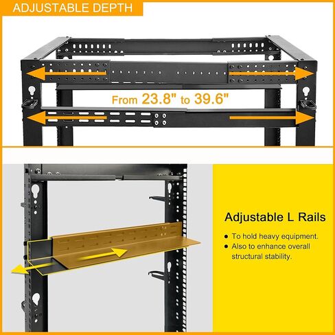 RIVECO 18U 19 "رف خادم عمق قابل للتعديل و RIVECO 2 PCS 2U رفوف رفوف عمق 14 بوصة in Kuwait