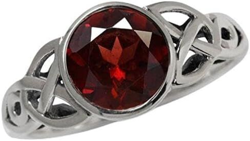 Silvershake 8MM Round Genuine Gemstone 925 Sterling Silver Trinity Triquetra Celtic Knot Ring in Saudi Arabia
