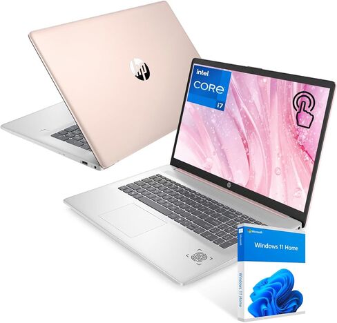 HP 17.3" Touchscreen Laptop, Intel Core i7-1355U, Pale Rose Gold, 16GB RAM, 1TB SSD, Webcam, HDMI, Backlit Keyboard, Fingerprint Reader, Wi-Fi 6, Windows 11 Home in Saudi Arabia
