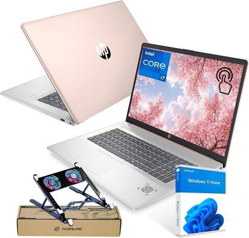 كمبيوتر محمول HP 2023 Essential 17t، شاشة لمس 17.3 بوصة HD+، Intel Core i7-1355U، ذاكرة وصول عشوائي 64 جيجابايت، 2 تيرابايت SSD + 2 تيرابايت HDD، كاميرا ويب، HDMI، لوحة مفاتيح بإضاءة خلفية، قارئ بصمات الأصابع، Wi-Fi 6، Windows 11 Home، ذهبي وردي باهت in Saudi Arabia