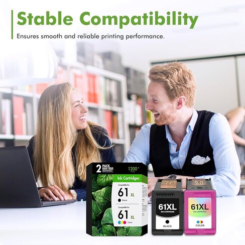 61XL 61 Ink Cartridges Combo Pack Replacement for HP Ink 61 XL Black and Color Combo Pack Work for Envy 4500 5530 Officejet 4630 4635 Envy 4502 4501 Deskjet 1000 1010 Printer Black Tri-Color 2-Pack in Kuwait