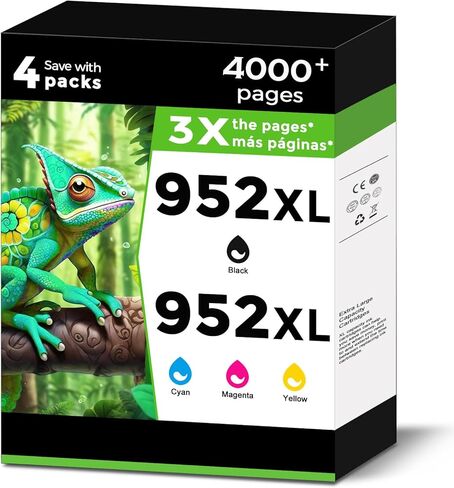 952XL Ink Cartridges Black Color Combo Pack Replacement for HP 952 XL for OfficeJet Pro 7740 952 952XL for 8210 8700 8703 8710 8715 8720 8725 8730 8740 8702 7720 8200 8216 8716 Printers KCMY 4-Pack in Kuwait