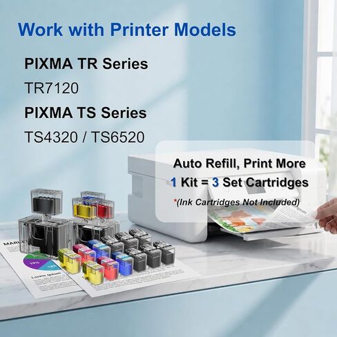 PG-295XL CL-286XL Ink Refill Kit Compatible for Canon PG-295 CL-286 PG-295XL CL-286XL 295XL 286XL Ink Cartridges Compatible with Pixma TS4320 TS6520 TR7120 Printers (12 Pack, 6BK/2C/2M/2Y) in Kuwait