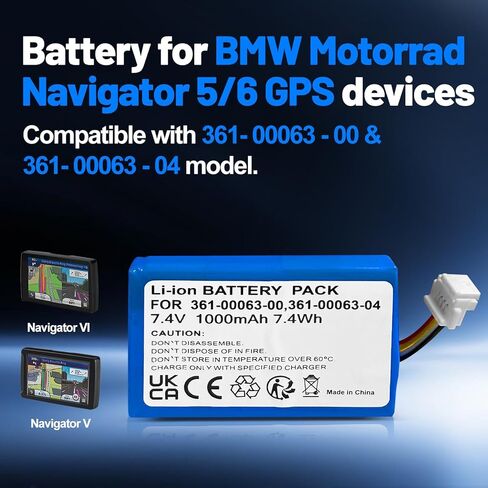 بطارية بديلة لسيارة BMW Motorrad Navigator V، Navigator VI 6 Endura - متوافقة مع أرقام الأجزاء: 361-00063-00، 361-00063-04 in Kuwait