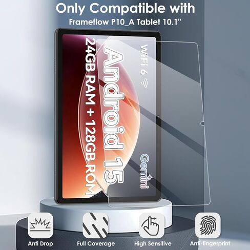 2-Pack Screen Protector Compatible with Frameflow P10_A/ SHARECLOUD P10_T Tablet 10.1", Tempered Glass Clear Film, Anti-Scratch, 9H Hardness, Easy Installation in Kuwait