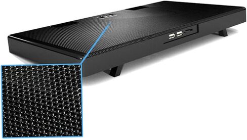 USB Laptop Cooling Stand with 5-Fan Cooler, Anti-Skid Base, Adjustable Angle Heat Dissipation for Gaming and Office Laptops, Black in Kuwait