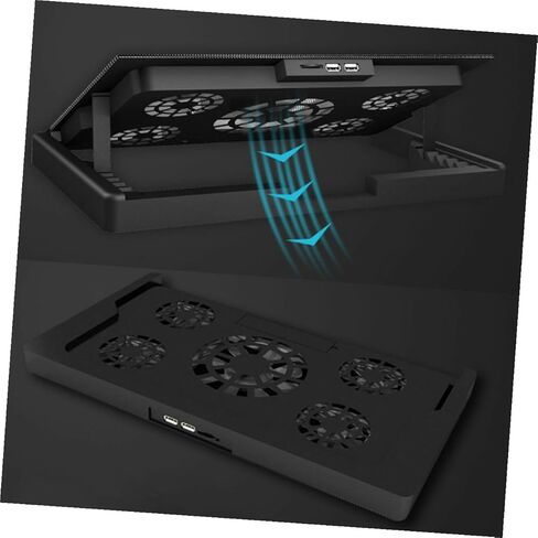 USB Laptop Cooling Stand with 5-Fan Cooler, Anti-Skid Base, Adjustable Angle Heat Dissipation for Gaming and Office Laptops, Black in Kuwait