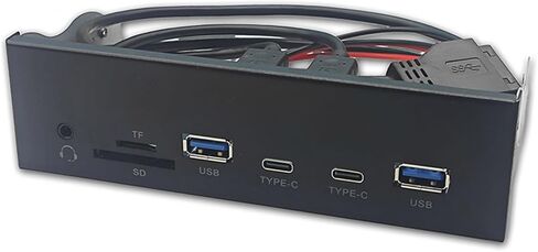 لوحة USB3.2 Gen1 مقاس 5.25 بوصة للحافظة مع فتحة USB3.0 مزدوجة من النوع C وفتحة قارئ بطاقات لسطح المكتب مقاس 5.25 بوصة ملحقات علبة الكمبيوتر in Kuwait