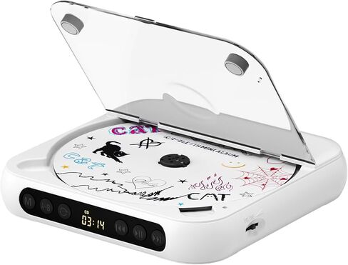 ENVYCLOUD CD Player Portable with Dual Stereo Speakers, Rechargeable Portable Player with Bluetooth for Home with Headphones, Support CD/AUX/USB,Black in Saudi Arabia