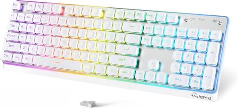 ZIYOU LANG M104 RGB Wireless Keyboard, Low-Profile Silent Membrane Keys, 2.4G Bluetooth USB Wired, Spill-Resistant, Rechargeable Full-Size 104-Key Keyboard for PC Mac, White in Saudi Arabia