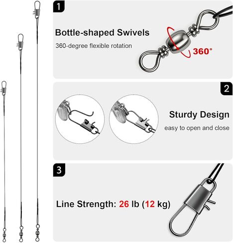 DONQL 3 Pcs Multi Jointed Fishing Lures, Jointed Swimbaits with 15pcs Fishing Leaders, Slow Sinking Bionic Swimming Lures for Panfish Trout Bass Lifelike Fishing Lures Topwater Freshwater Saltwater in Kuwait