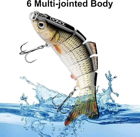 DONQL 3 Pcs Multi Jointed Fishing Lures, Jointed Swimbaits with 15pcs Fishing Leaders, Slow Sinking Bionic Swimming Lures for Panfish Trout Bass Lifelike Fishing Lures Topwater Freshwater Saltwater in Kuwait