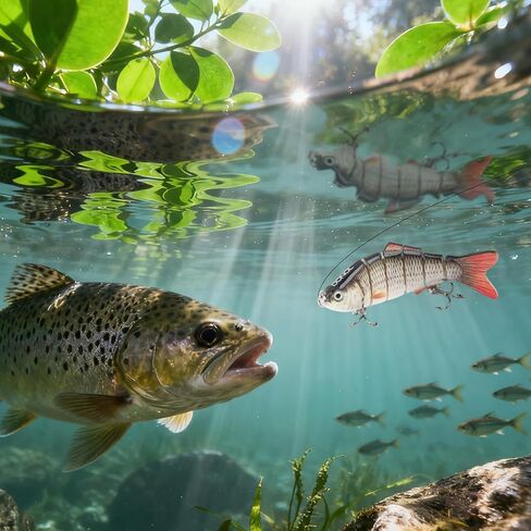 DONQL 3 Pcs Multi Jointed Fishing Lures, Jointed Swimbaits with 15pcs Fishing Leaders, Slow Sinking Bionic Swimming Lures for Panfish Trout Bass Lifelike Fishing Lures Topwater Freshwater Saltwater in Kuwait