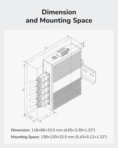 محول الشبكة الصناعية Cudy 5 منافذ جيجابت، محول DIN-Rail بتصنيف IP40، حماية عكسية قطبية، حماية من الدائرة القصيرة، تشغيل/إيقاف منع عاصفة البث، IG1005 in Kuwait