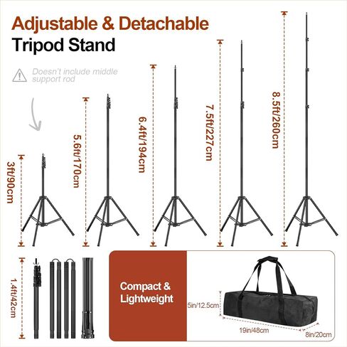Backdrop Stand 10x8.5ft(WxH), Photo Studio Adjustable Background Stand Support System Kit with 8 Crossbars, 8 Clamps and Carrying Bag for Parties, Wedding, Photography, Decoration in Saudi Arabia
